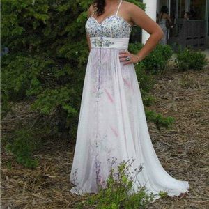White Multicoloured Prom Grad Dress